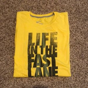 Nike Men’s Regular Fit XXL Yellow “Life in the Fast Lane” Shortsleeved Tee Shirt